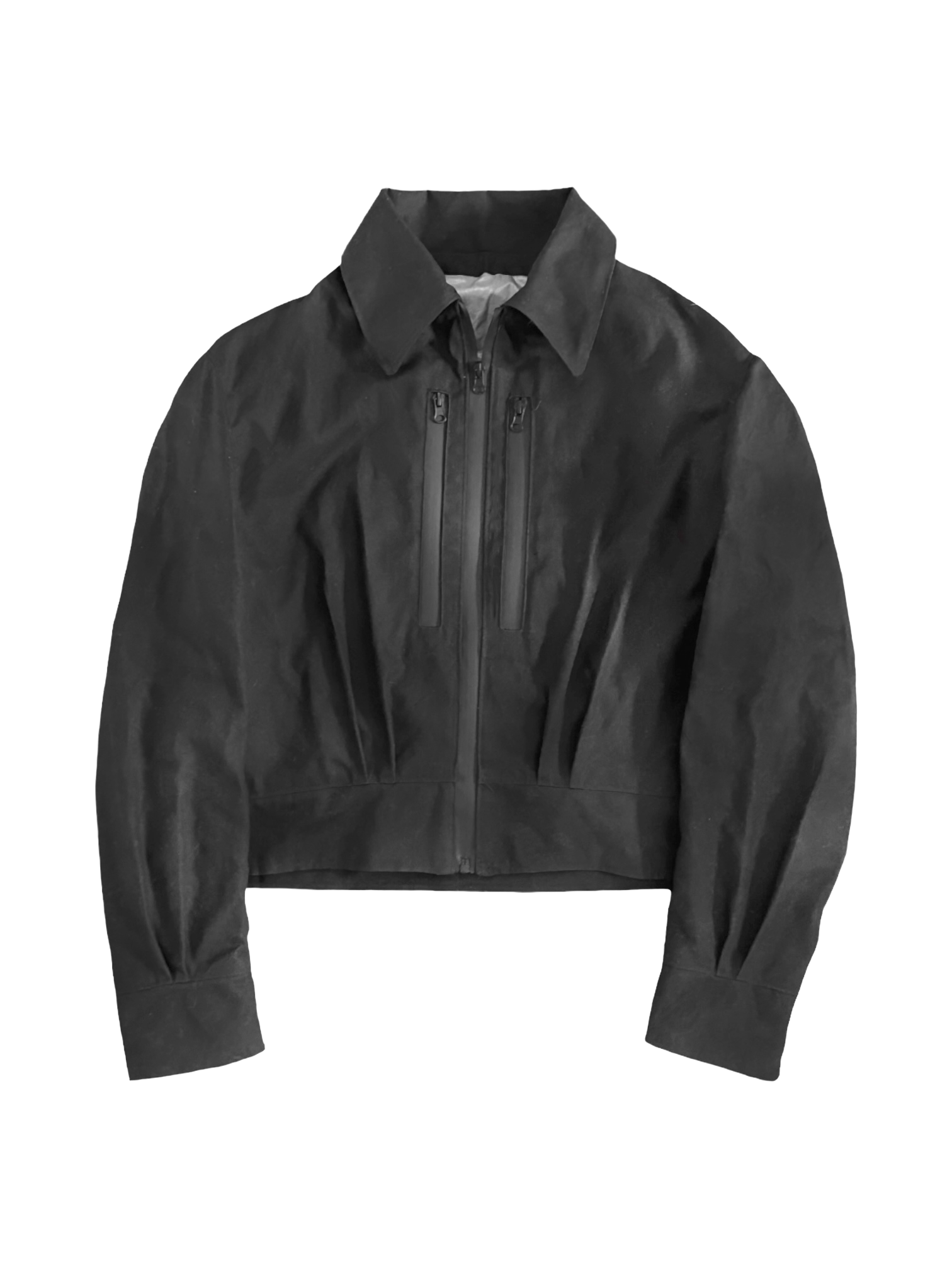 CROPPED LUMBER JACKET WITH WAX APPLICATION