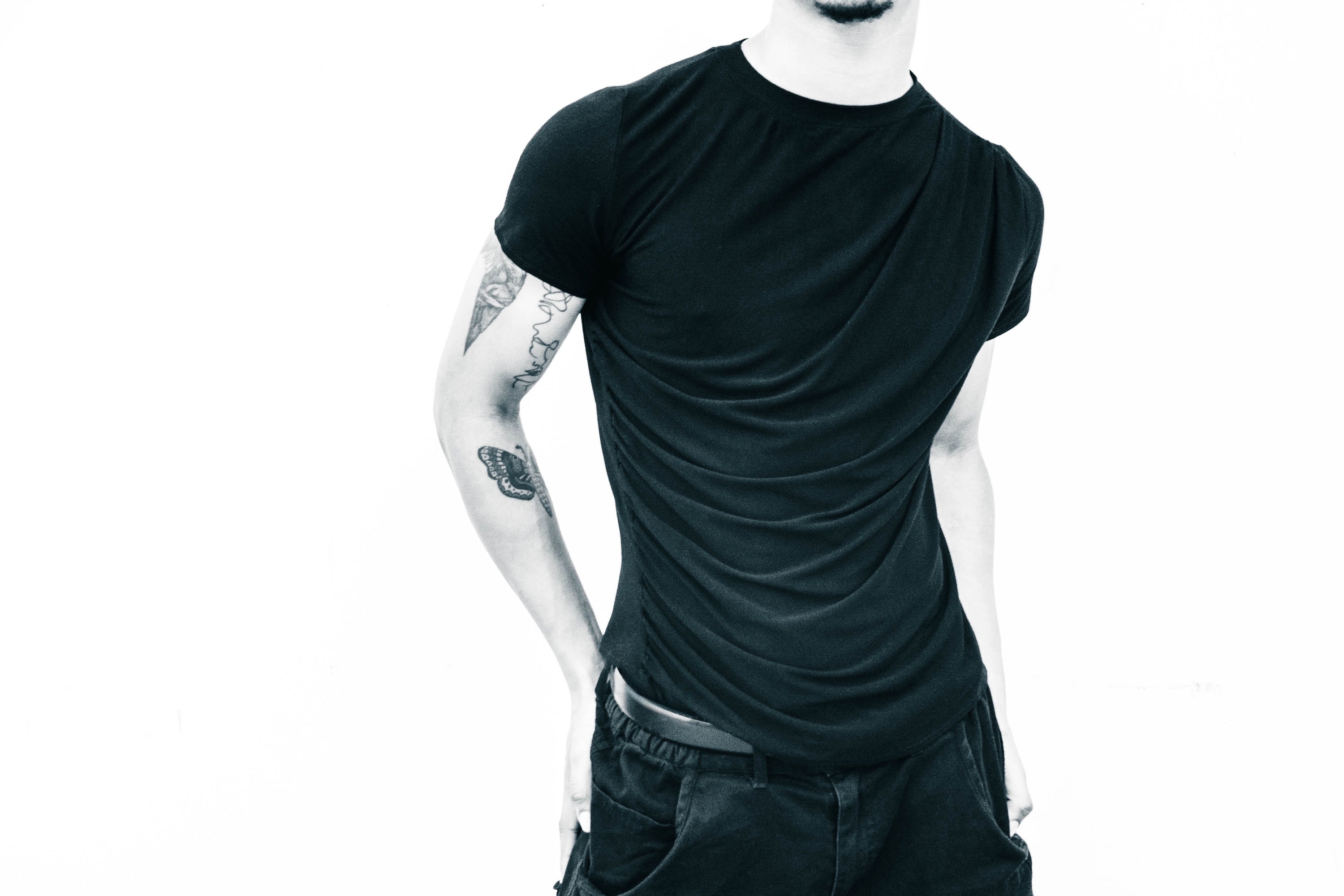 BAMBOO JERSEY DRAPED T-SHIRT