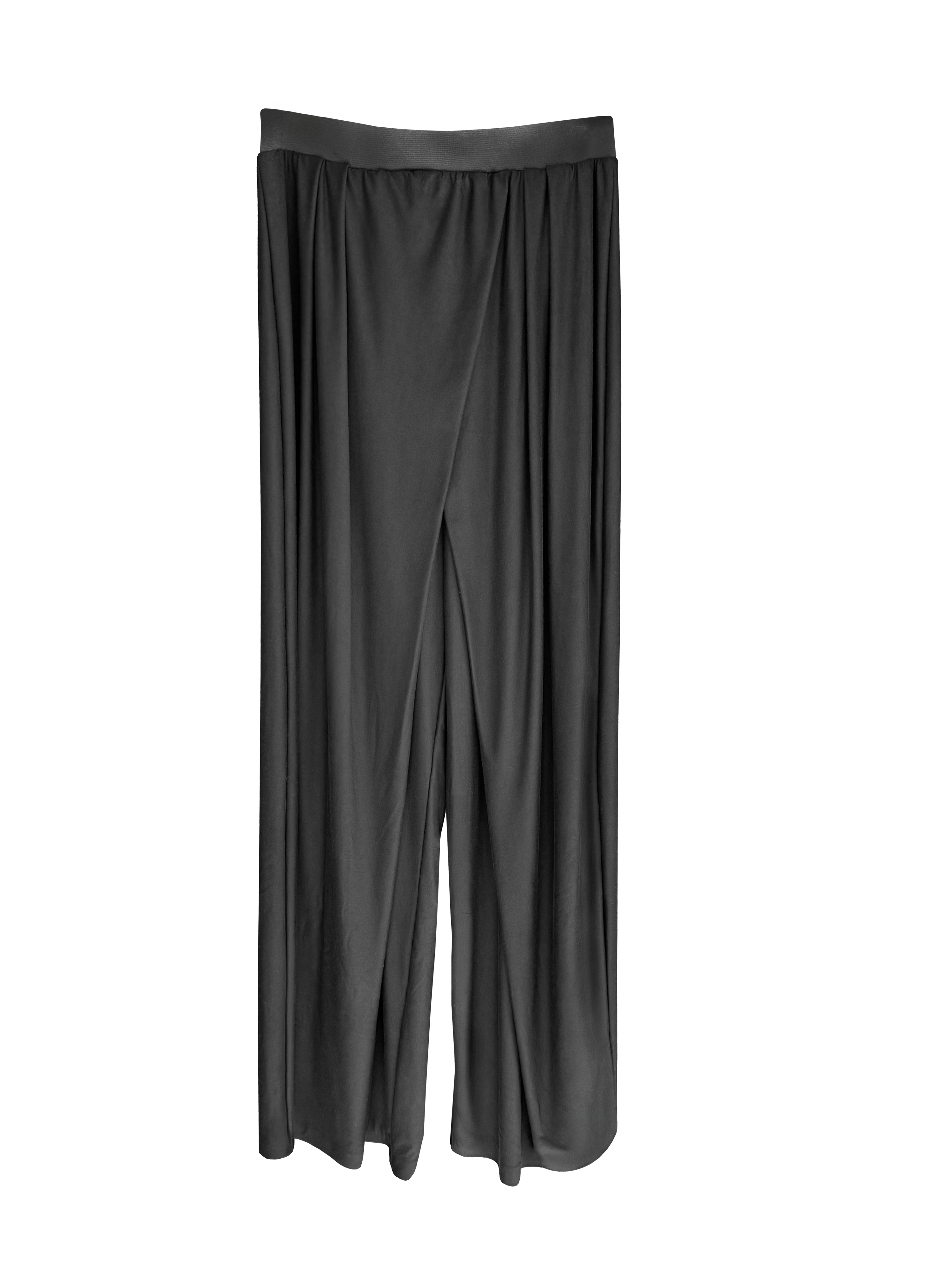 ASYMMETRICAL PLEATED BAMBOO PANTS